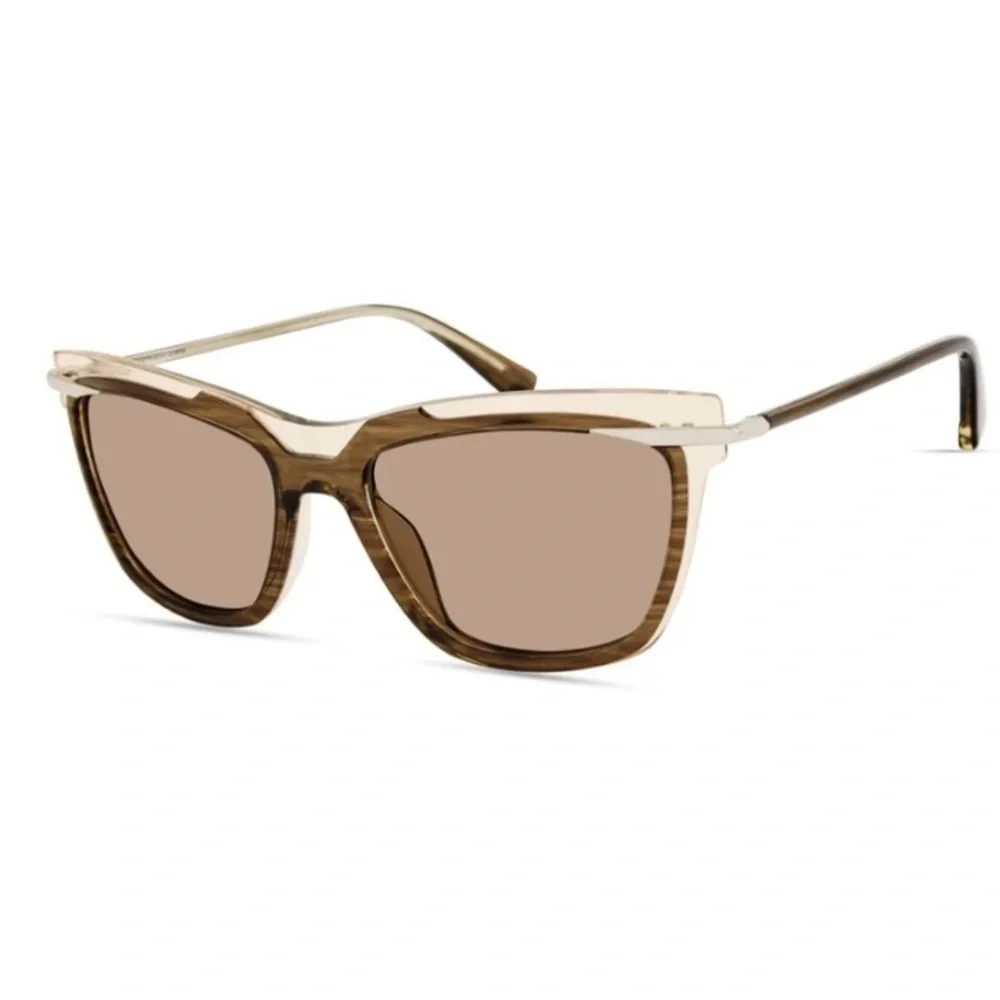Derek Lam Sunglasses Semi Cat Eye Khaki Comes with Box Eyeglass Case and Pouch
